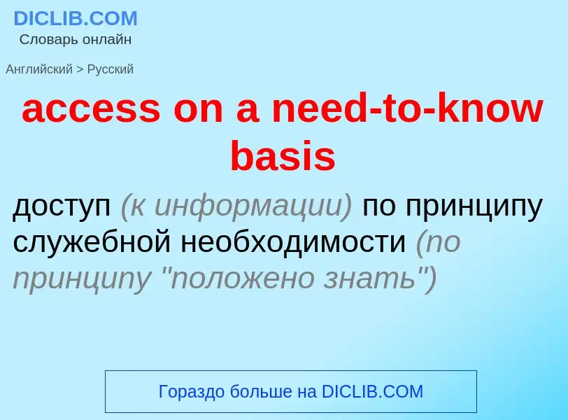 Как переводится access on a need-to-know basis на Русский язык