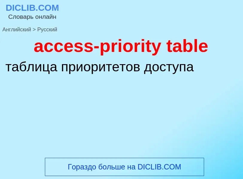 Как переводится access-priority table на Русский язык