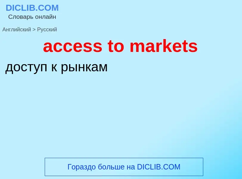 Как переводится access to markets на Русский язык