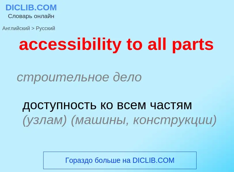 ¿Cómo se dice accessibility to all parts en Ruso? Traducción de &#39accessibility to all parts&#39 a