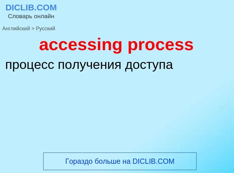 Como se diz accessing process em Russo? Tradução de &#39accessing process&#39 em Russo