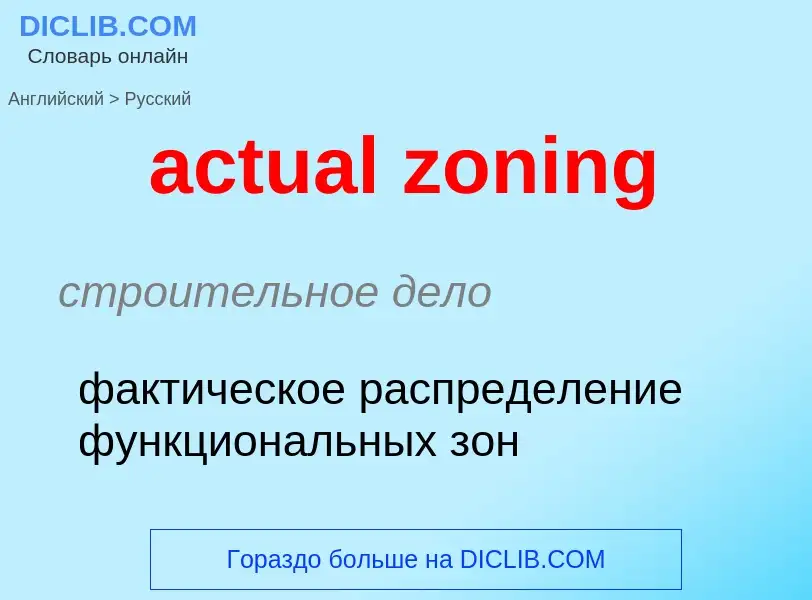 Traduction de &#39actual zoning&#39 en Russe