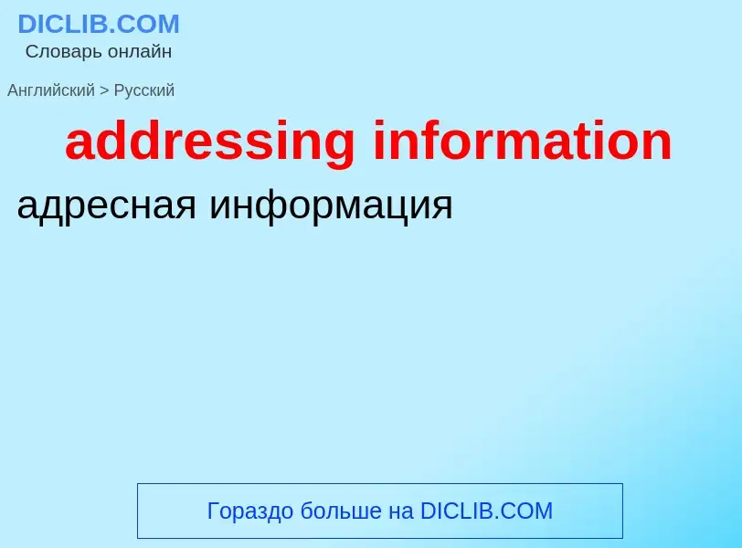 Как переводится addressing information на Русский язык