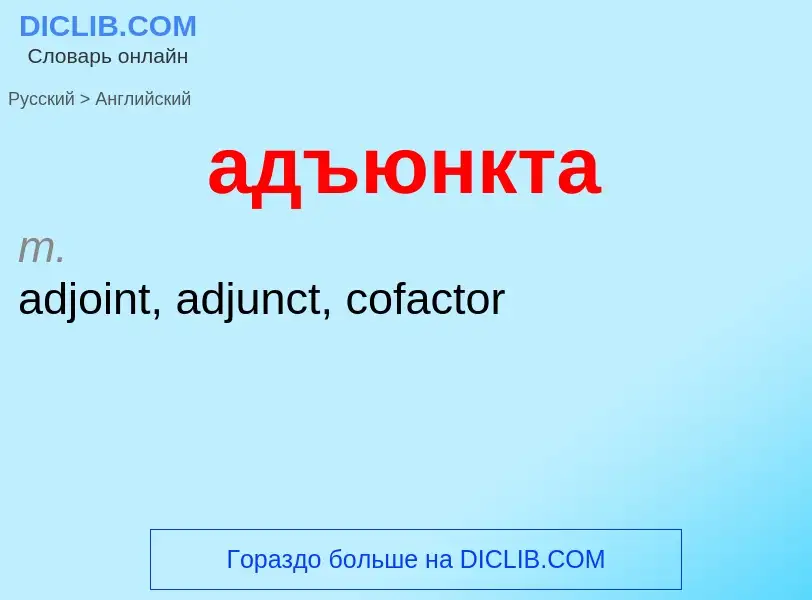 Como se diz адъюнкта em Inglês? Tradução de &#39адъюнкта&#39 em Inglês