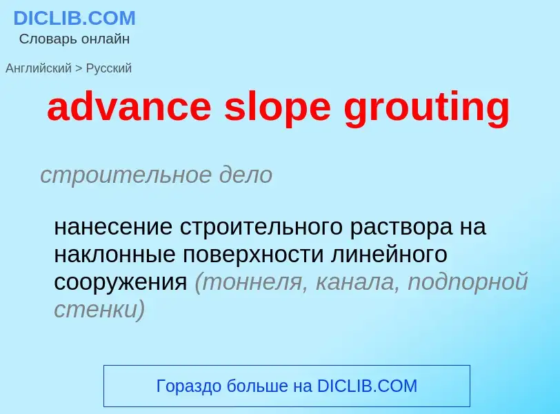 Übersetzung von &#39advance slope grouting&#39 in Russisch