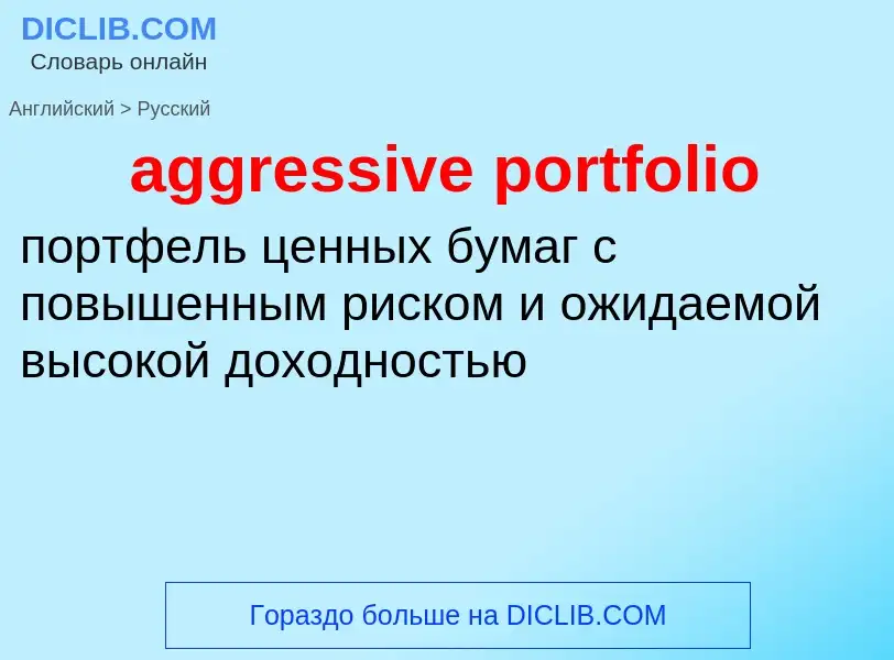 Как переводится aggressive portfolio на Русский язык