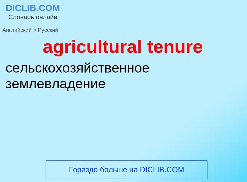 Vertaling van &#39agricultural tenure&#39 naar Russisch