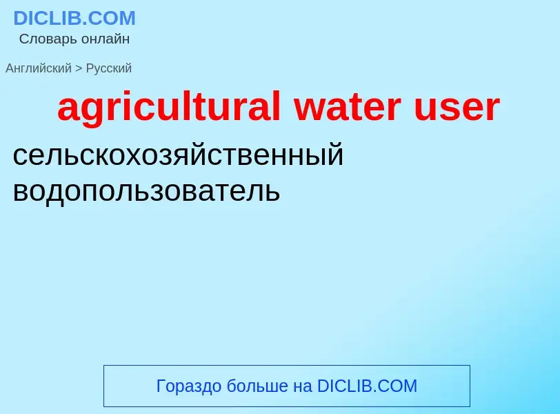 Как переводится agricultural water user на Русский язык