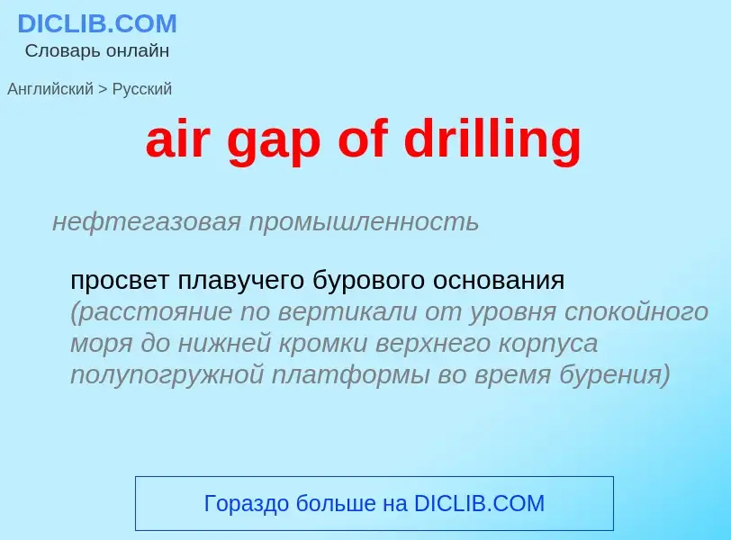 Übersetzung von &#39air gap of drilling&#39 in Russisch