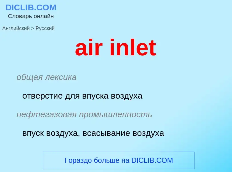 Как переводится air inlet на Русский язык