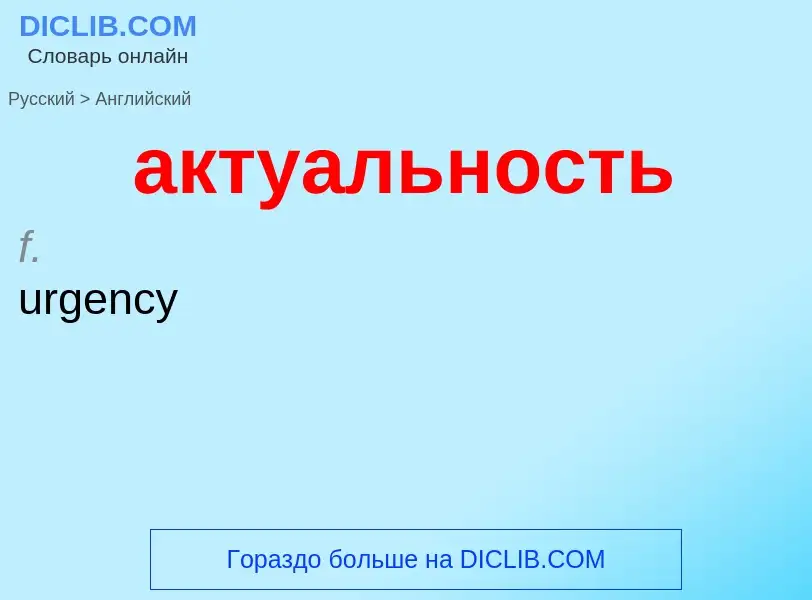 Como se diz актуальность em Inglês? Tradução de &#39актуальность&#39 em Inglês