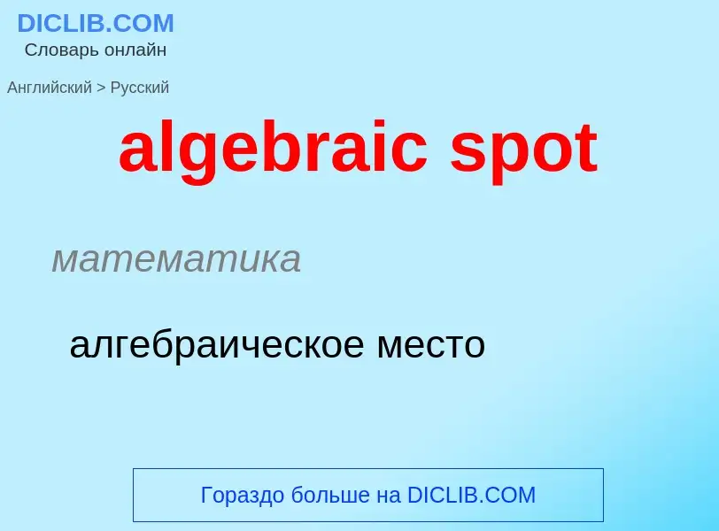 What is the Russian for algebraic spot? Translation of &#39algebraic spot&#39 to Russian