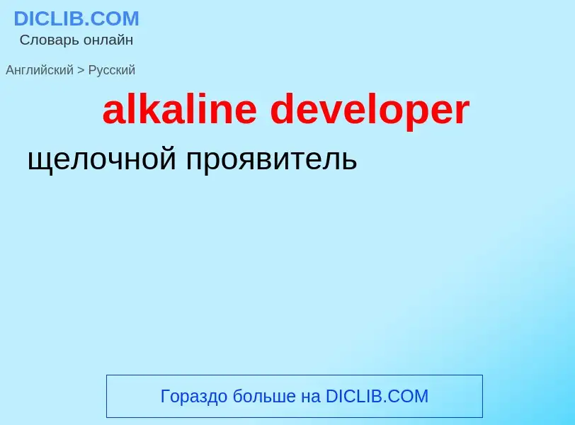 Como se diz alkaline developer em Russo? Tradução de &#39alkaline developer&#39 em Russo