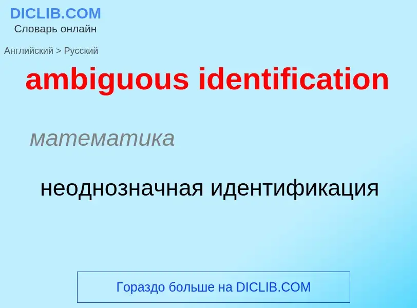 What is the Russian for ambiguous identification? Translation of &#39ambiguous identification&#39 to