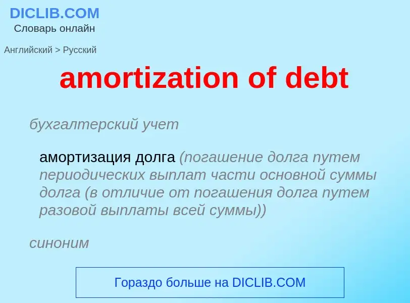 What is the Russian for amortization of debt? Translation of &#39amortization of debt&#39 to Russian