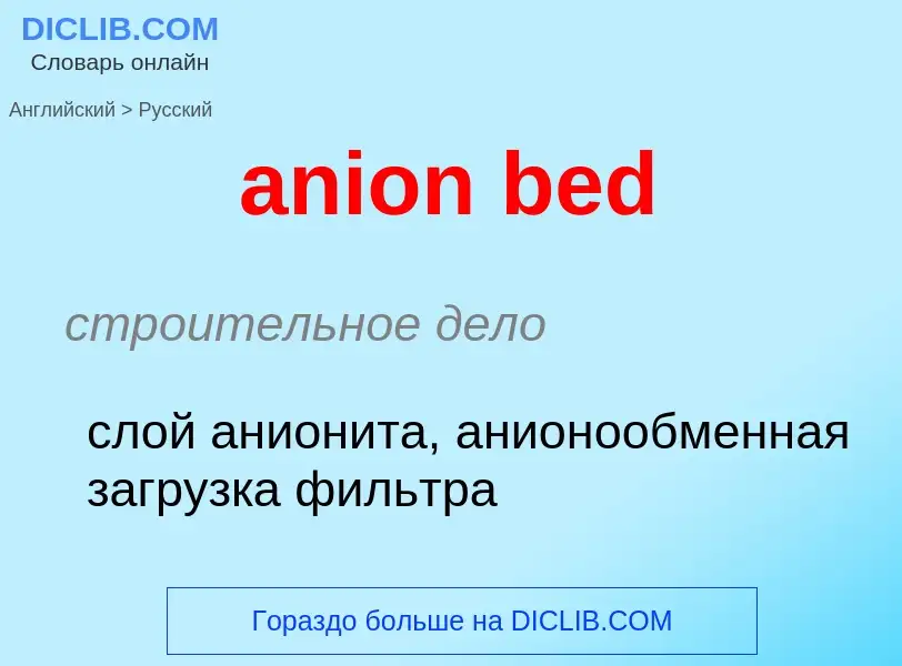 ¿Cómo se dice anion bed en Ruso? Traducción de &#39anion bed&#39 al Ruso