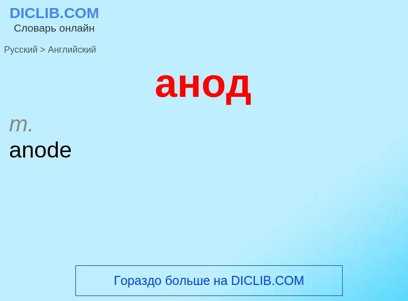 Como se diz анод em Inglês? Tradução de &#39анод&#39 em Inglês