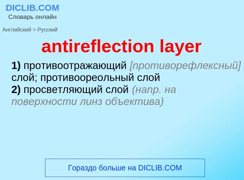 Как переводится antireflection layer на Русский язык