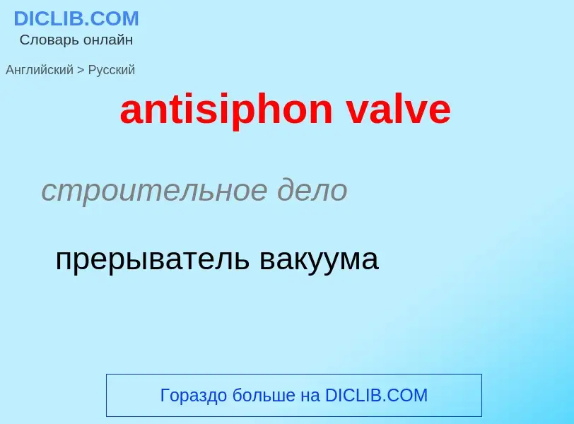 Как переводится antisiphon valve на Русский язык