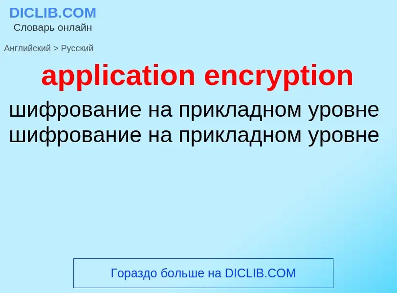 What is the Russian for application encryption? Translation of &#39application encryption&#39 to Rus