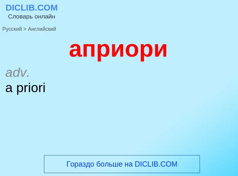 Как переводится априори на Английский язык