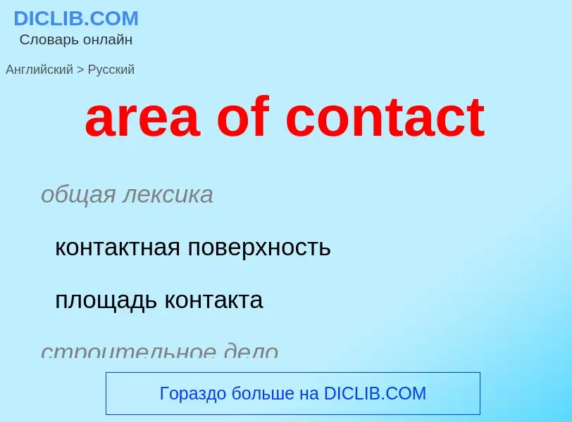 Как переводится area of contact на Русский язык