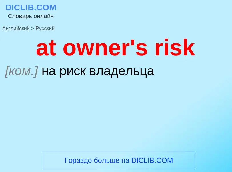 Übersetzung von &#39at owner's risk&#39 in Russisch