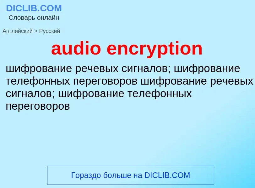 What is the Russian for audio encryption? Translation of &#39audio encryption&#39 to Russian