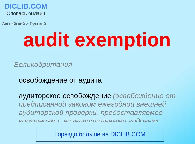 Vertaling van &#39audit exemption&#39 naar Russisch