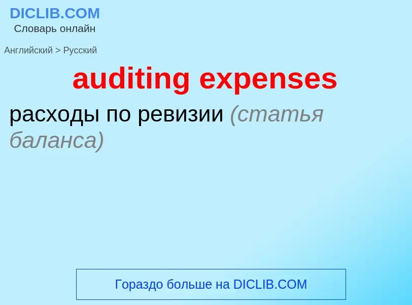 Как переводится auditing expenses на Русский язык