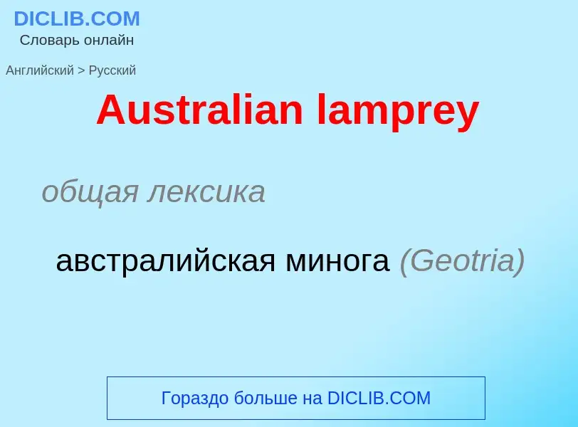 Как переводится Australian lamprey на Русский язык