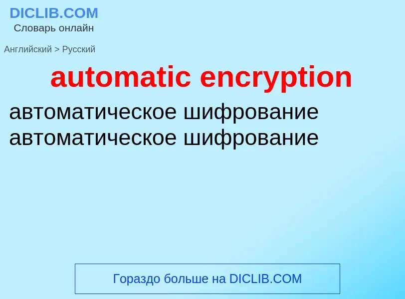 What is the Russian for automatic encryption? Translation of &#39automatic encryption&#39 to Russian