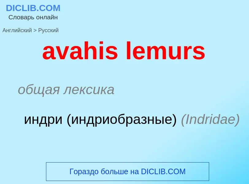 ¿Cómo se dice avahis lemurs en Ruso? Traducción de &#39avahis lemurs&#39 al Ruso