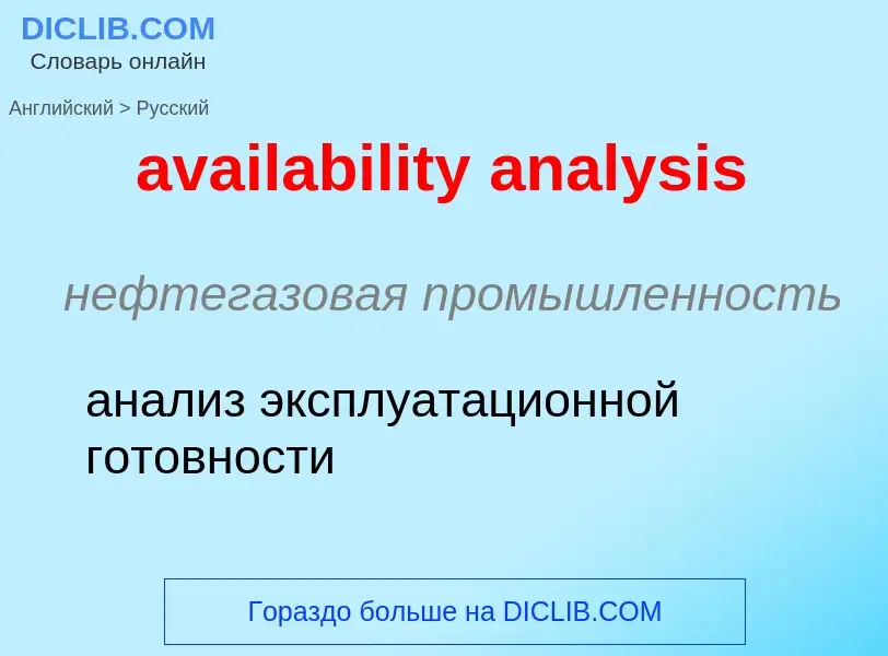 ¿Cómo se dice availability analysis en Ruso? Traducción de &#39availability analysis&#39 al Ruso