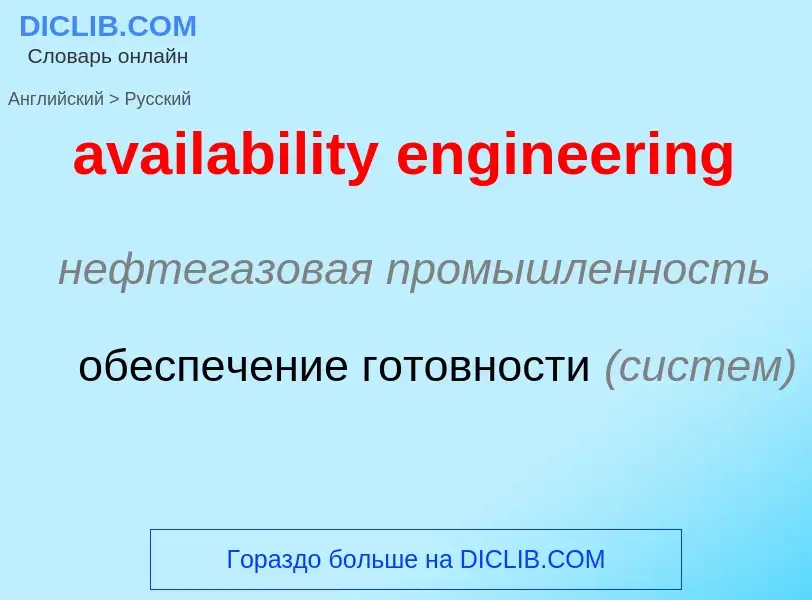 ¿Cómo se dice availability engineering en Ruso? Traducción de &#39availability engineering&#39 al Ru