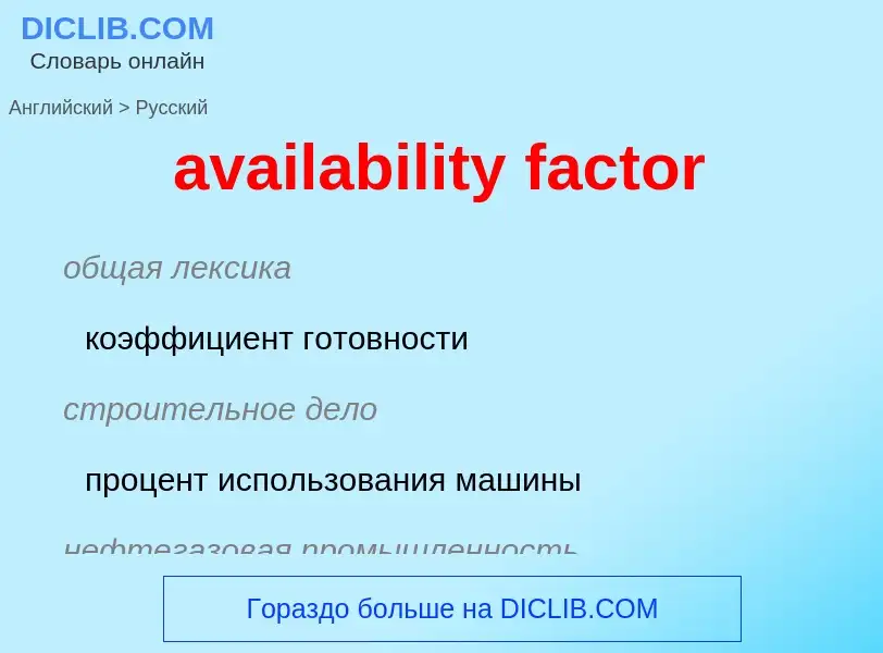 ¿Cómo se dice availability factor en Ruso? Traducción de &#39availability factor&#39 al Ruso