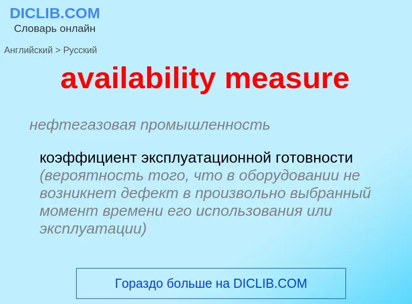 ¿Cómo se dice availability measure en Ruso? Traducción de &#39availability measure&#39 al Ruso