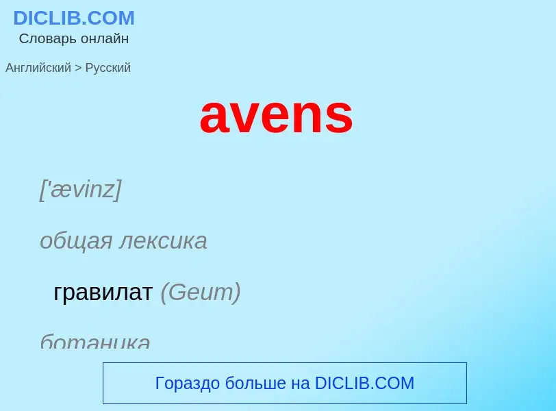 ¿Cómo se dice avens en Ruso? Traducción de &#39avens&#39 al Ruso