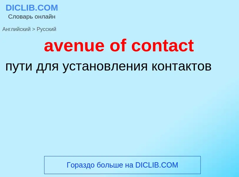 ¿Cómo se dice avenue of contact en Ruso? Traducción de &#39avenue of contact&#39 al Ruso