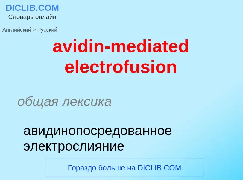 ¿Cómo se dice avidin-mediated electrofusion en Ruso? Traducción de &#39avidin-mediated electrofusion