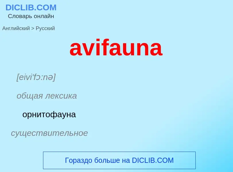 ¿Cómo se dice avifauna en Ruso? Traducción de &#39avifauna&#39 al Ruso