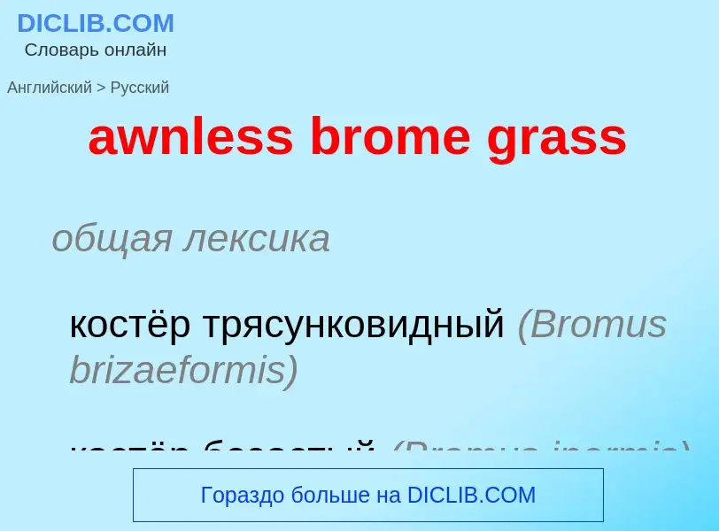 ¿Cómo se dice awnless brome grass en Ruso? Traducción de &#39awnless brome grass&#39 al Ruso