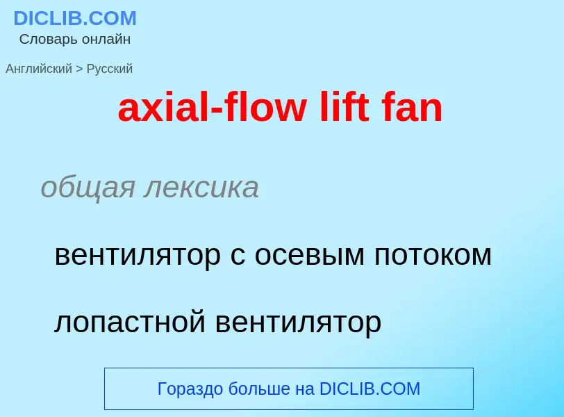 ¿Cómo se dice axial-flow lift fan en Ruso? Traducción de &#39axial-flow lift fan&#39 al Ruso