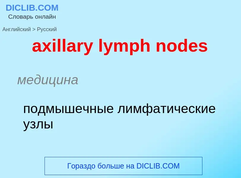 ¿Cómo se dice axillary lymph nodes en Ruso? Traducción de &#39axillary lymph nodes&#39 al Ruso