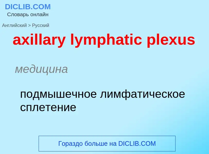 ¿Cómo se dice axillary lymphatic plexus en Ruso? Traducción de &#39axillary lymphatic plexus&#39 al 