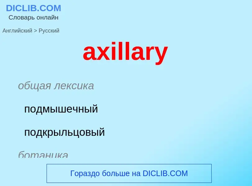 ¿Cómo se dice axillary en Ruso? Traducción de &#39axillary&#39 al Ruso