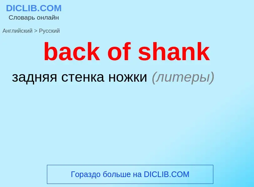 Как переводится back of shank на Русский язык