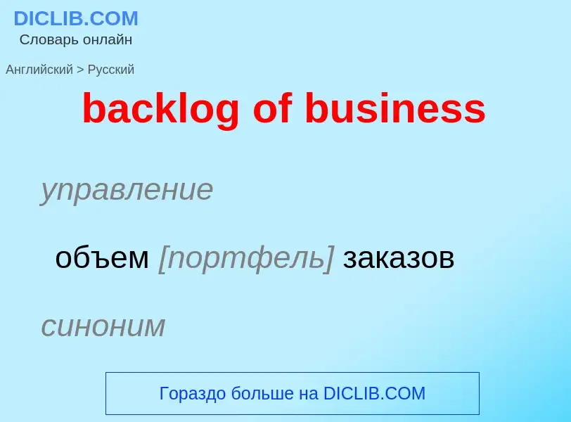 Как переводится backlog of business на Русский язык