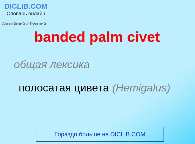 Como se diz banded palm civet em Russo? Tradução de &#39banded palm civet&#39 em Russo