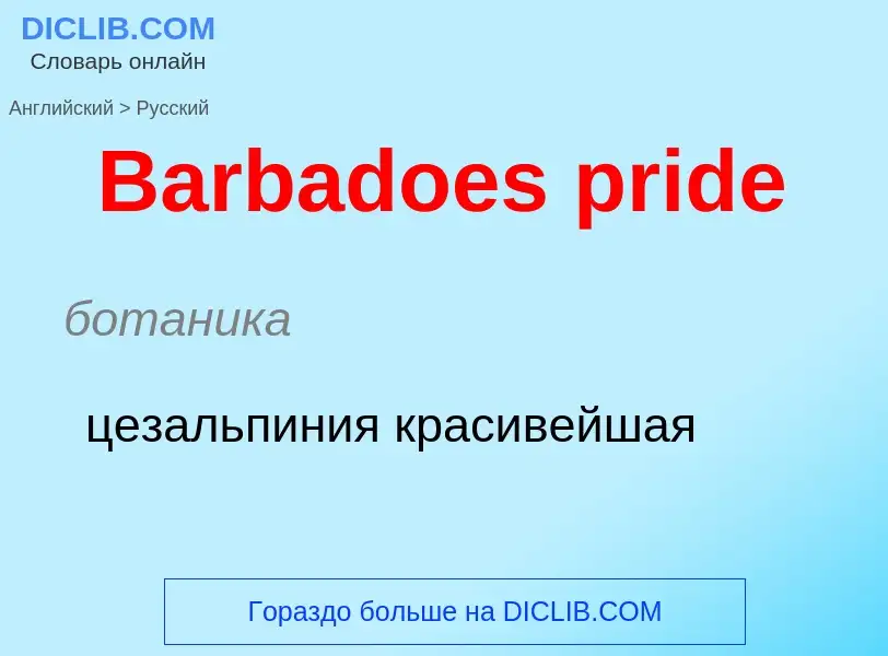 Como se diz Barbadoes pride em Russo? Tradução de &#39Barbadoes pride&#39 em Russo